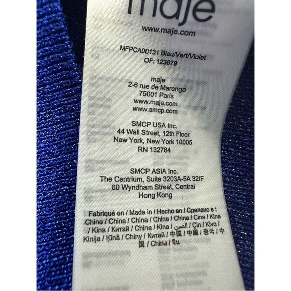 Maje Metallic Multicolor Full Zip Hooded Sweater Blue Purple Green SIZE S/M - Picture 12 of 14